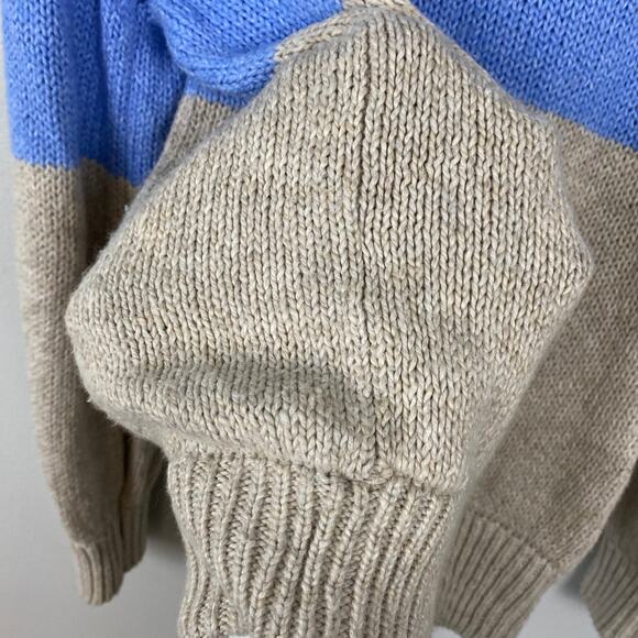 Aerie Mock Neck Sweater Blue Tan Striped Casual Cozy Pullover Size XS - Picture 11 of 11